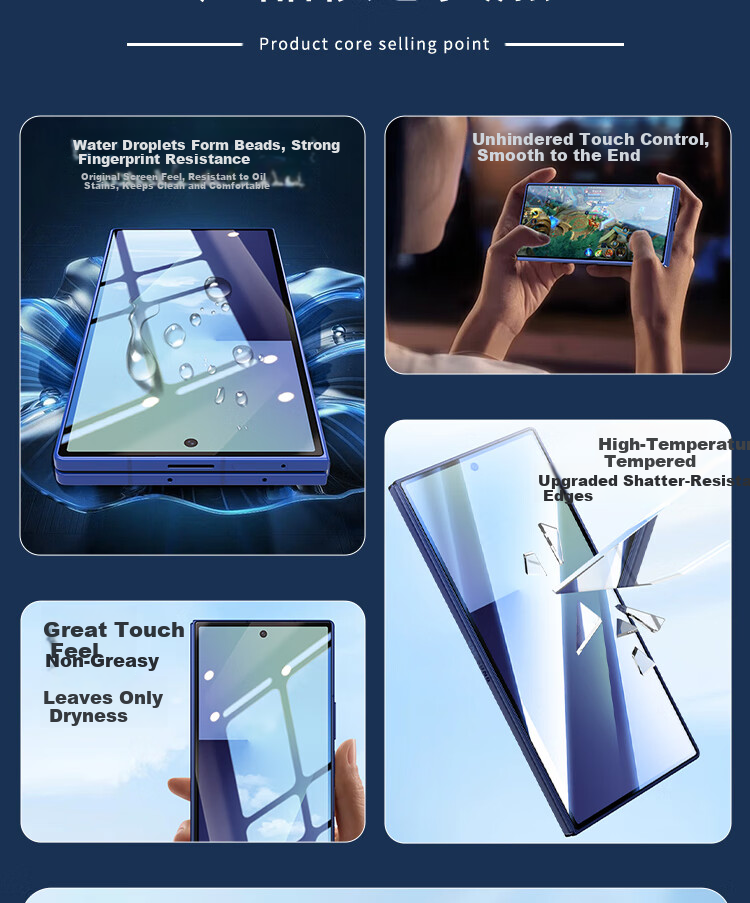 ESCASE Tempered Glass Screen Protector for Samsung Z Fold7 Full Coverage HD Transparent Anti-Drop Scratch-Resistant Outer Screen Film 2