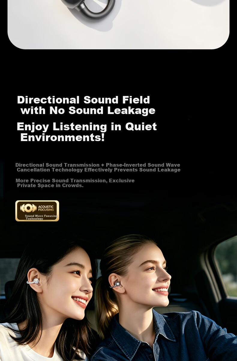 Chengao Open-ear Clip Bluetooth Bone Conduction AI Call Noise-Cancelling Wireless Non-in-ear Sports Running Ear-hook Sweatproof Gaming Phone Universal E15 White 13