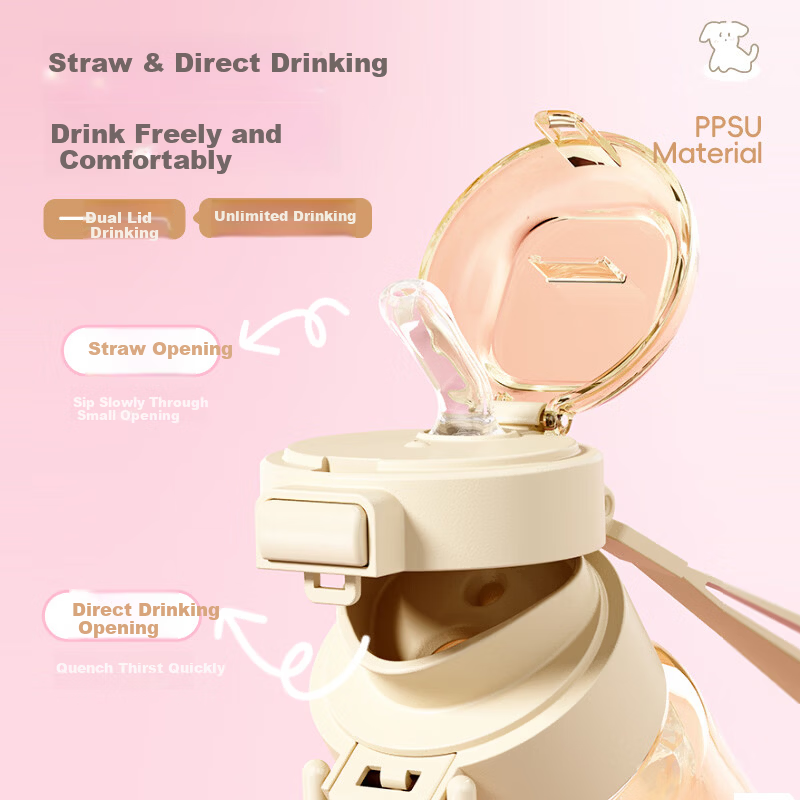 Cille Large Capacity Student School-Specific Straw Cup Outdoor Sports Water Bottle Stylish PPSU Direct Drinking Cup Children's Cup