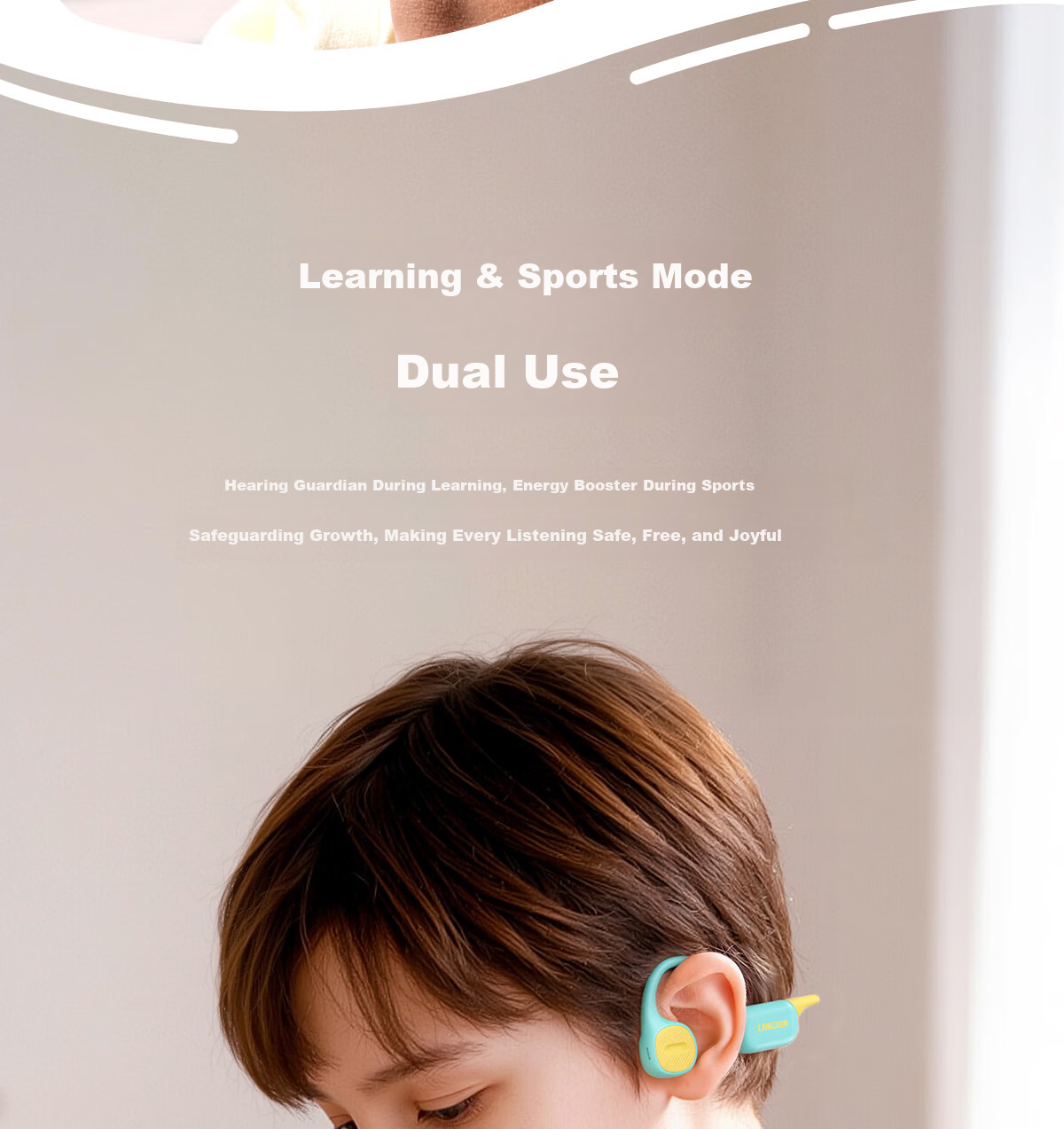 Langston AirKids Bone Conduction Bluetooth Earphones for Kids and Adults, Sports Running Earbuds, Non-In-Ear, Hearing Protection, Student Online Class, Compatible with Apple, Green Elf 8