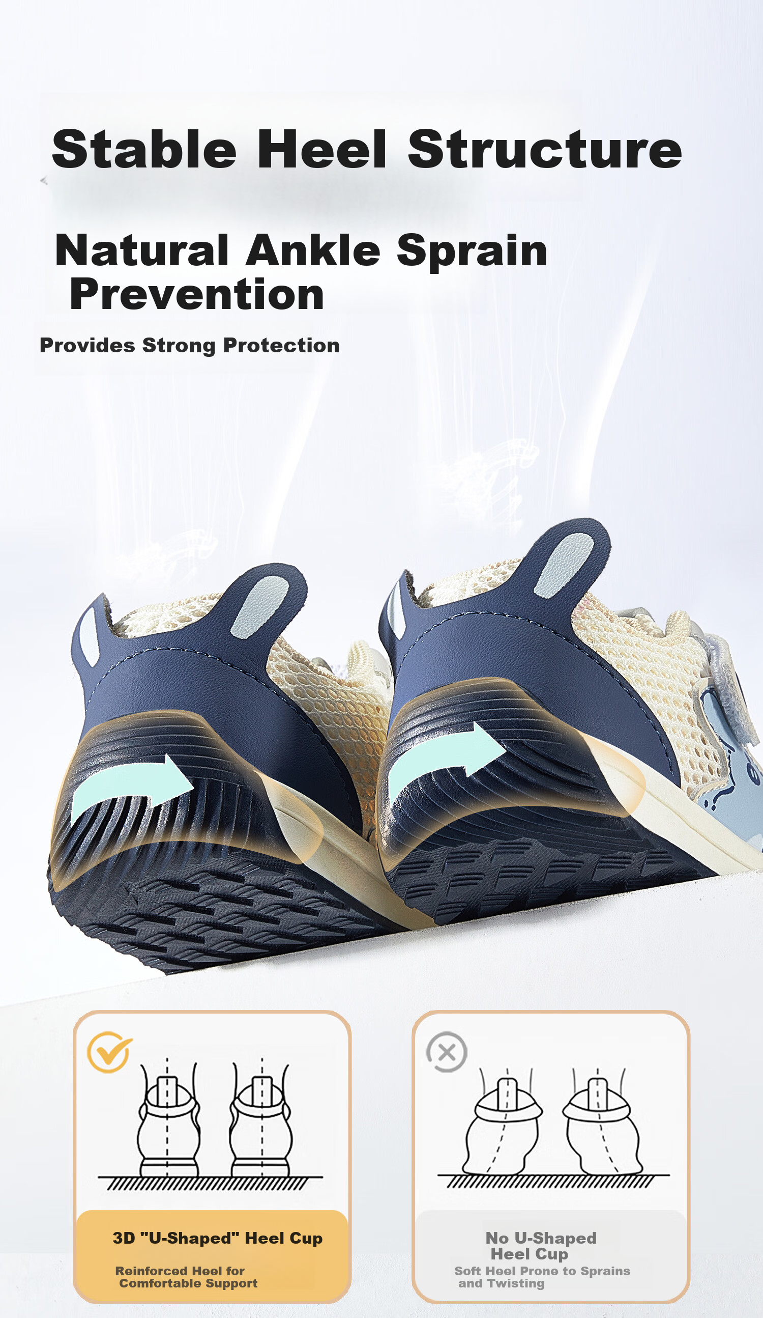 More Rabbit Kids Shoes Four Seasons New Functional Soft Sole Toddler Shoes Boys Girls Stable Breathable Mesh Anti-Kick Shoes 3