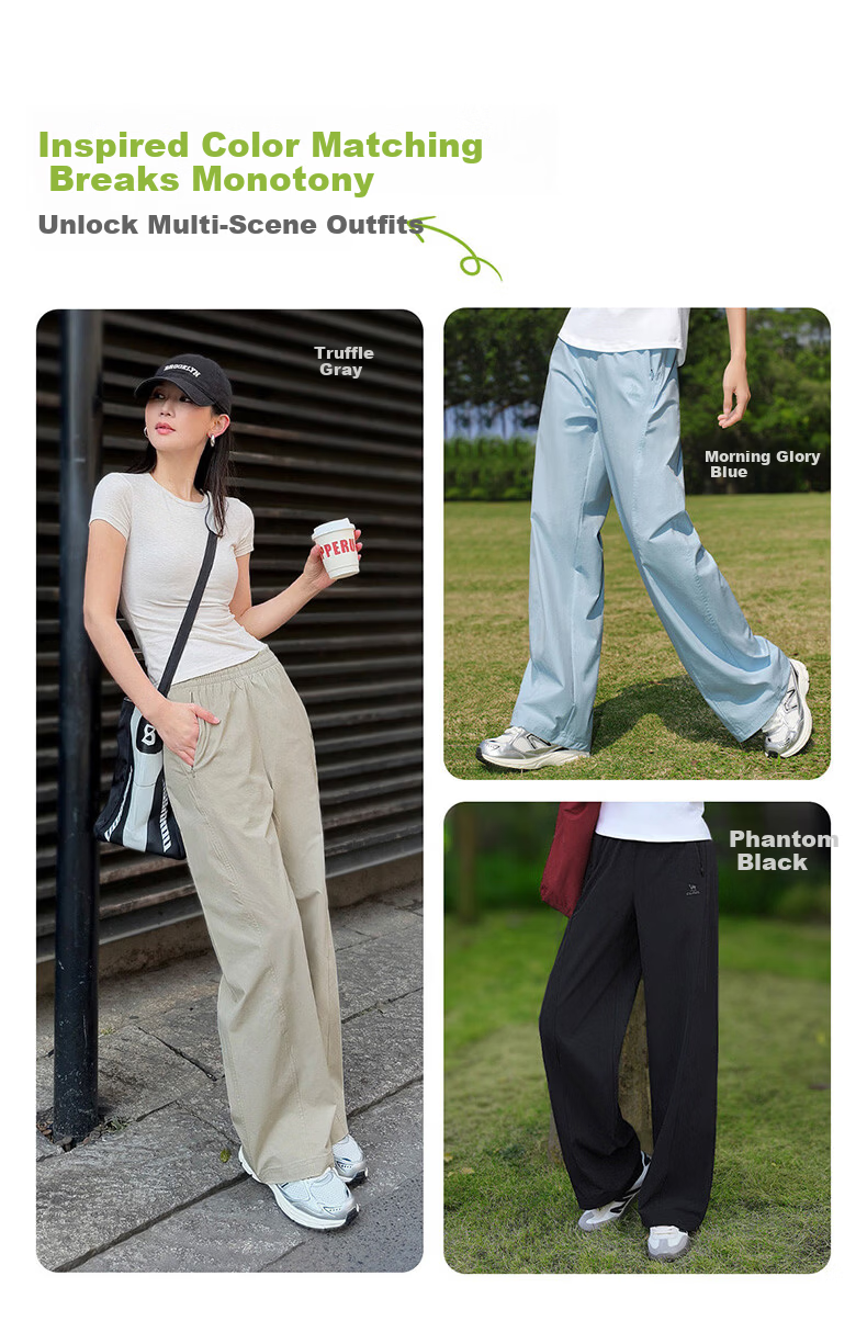 CAMEL Quick-Dry Men's Sports Pants Ice Cooling Sun Protection Straight Woven Casual Trousers C16BA6L6060 Morning Mist Gray XL 10