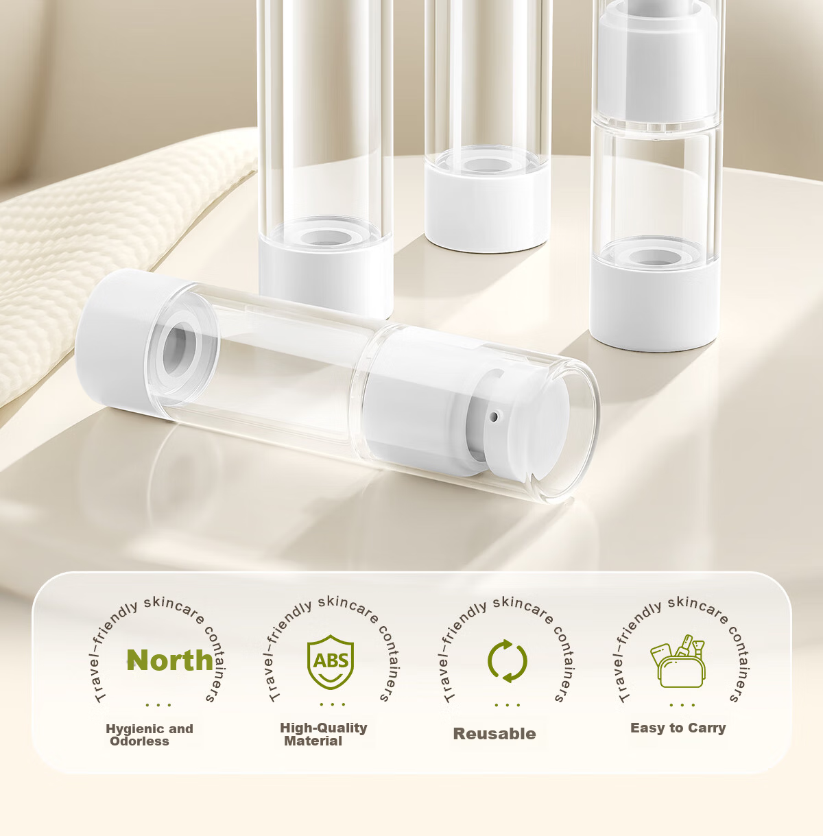 Ouyizi Vacuum Refill Bottle Set Travel Spray Makeup Shampoo Press Lotion Empty Portable 4-Piece Set 50ml 2
