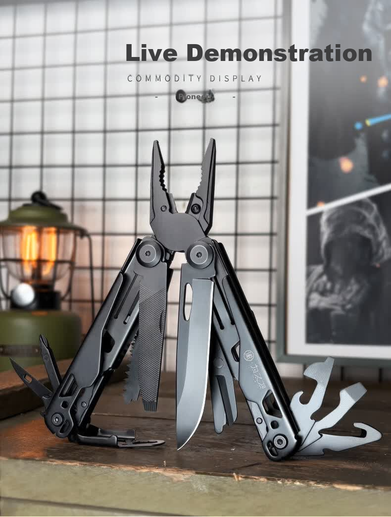WeiZhiWei KaiTuo Silver Outdoor Home Multifunctional Folding Knife Emergency Rescue Pliers Portable Swiss Army Knife 18
