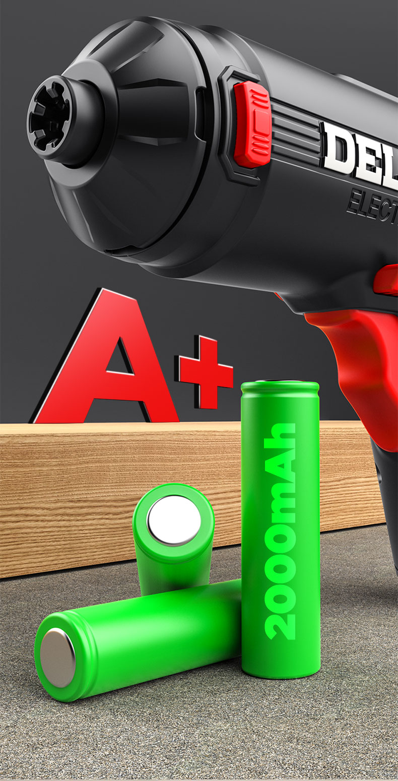Delixi Electric Interchangeable Head Screwdriver Cordless Rechargeable Mini Electric Lithium Battery Screwdriver Set with Bits for Home Use 17