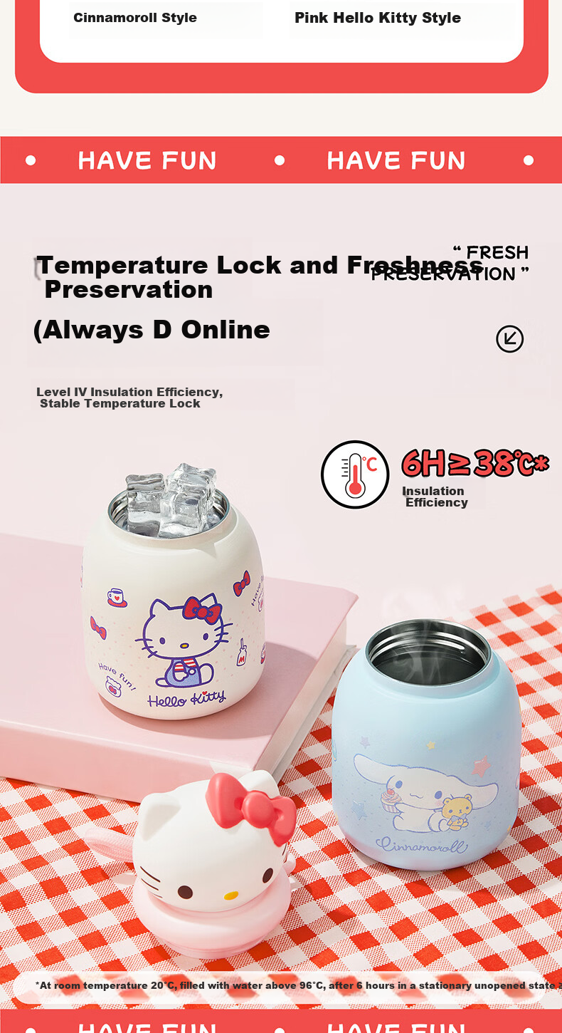 MINISO Sanrio Pudding Dog Insulated Portable Cute Water Bottle 250ml - Cinnamoroll 3
