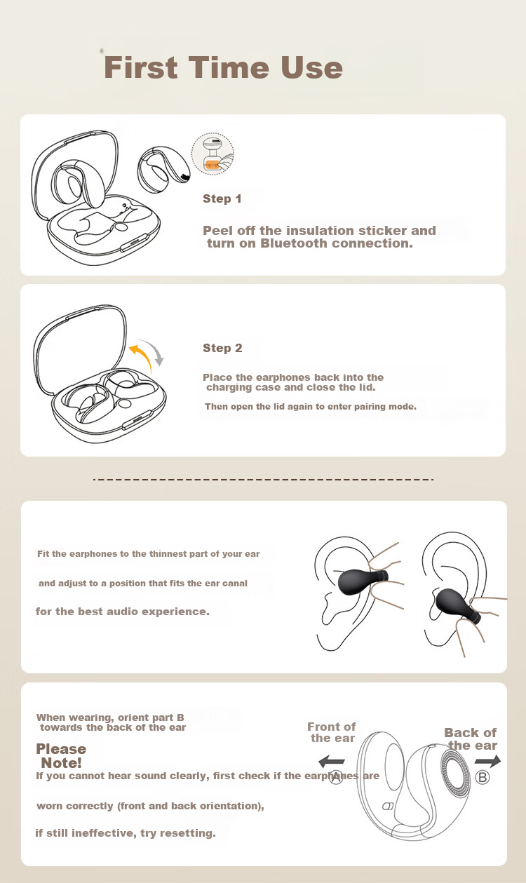 Ziguang Bluetooth Earphones, Clip-On Open-Style Non-In Air Bone Conduction Concept, Hanging-Ear Wireless Sports Running Ai Translation Long Battery Life Headphones Compatible with Huawei Xiaomi And Others 14