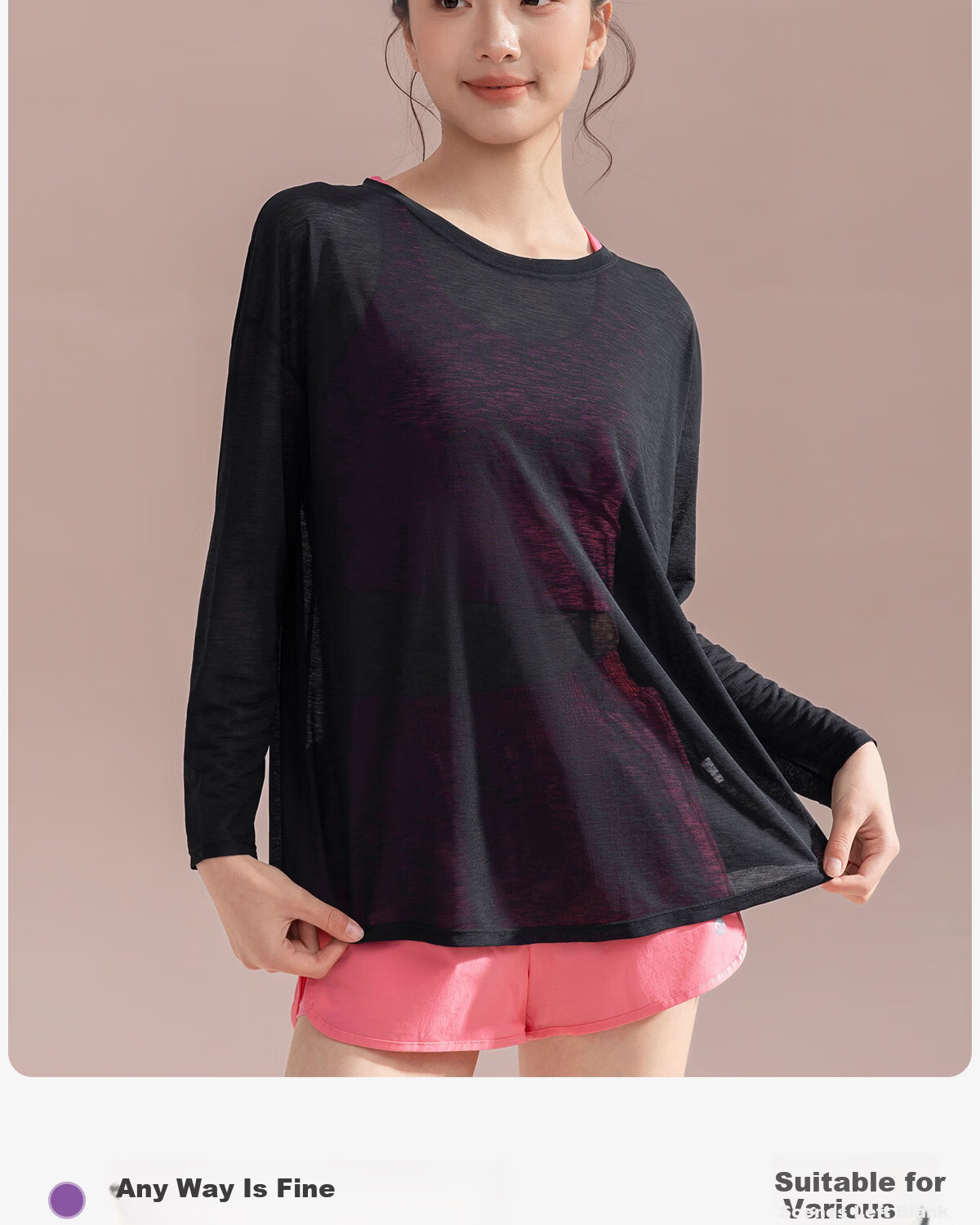 361° Bamboo Slub Yarn Loose Lightweight Hollow Out Back Sports Top Women Outdoor Versatile Yoga Cover Breathable Fitness Long Sleeve 8