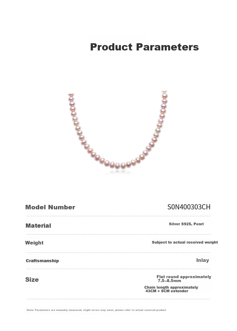 CHOW TAI SENG 【520 Gift】Freshwater Pearl Necklace Purple Flat Round Bead Chain Clavicle Necklace for Mom Girlfriend 1