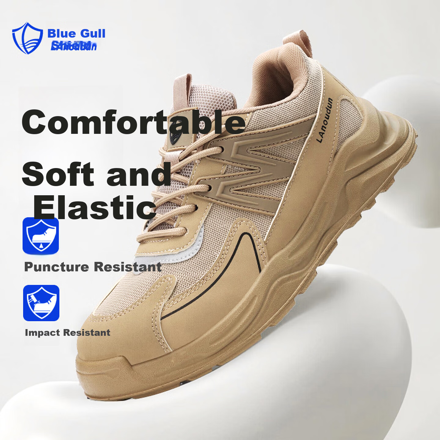 BlueOwl Shield Men's Summer Breathable Ultra-Light Anti-Smash Steel Toe Anti-Puncture Soft Sole Comfortable Work Shoes DL213BN 39