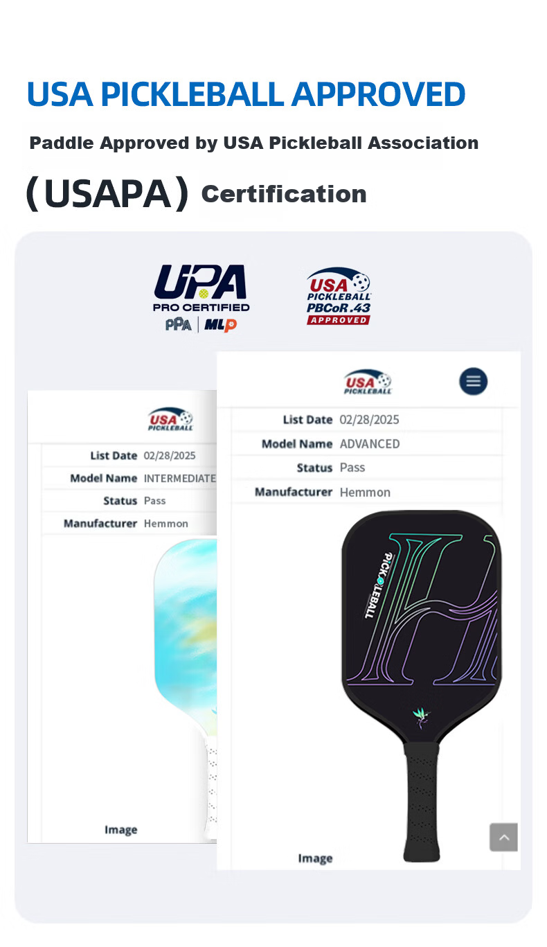 HEMMON Pickleball Paddle Fiberglass Double Paddle Set for Kids and Adults Beginner Universal 2