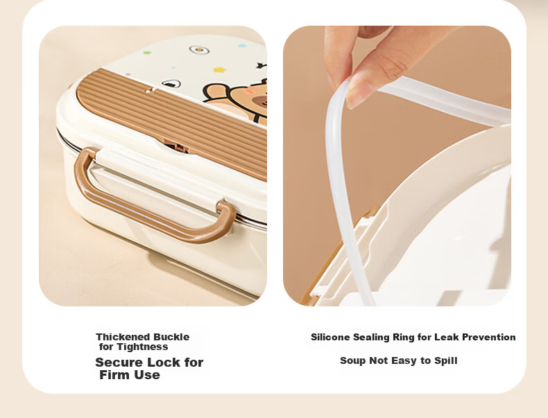 Baoshi Insulated Lunch Box Stainless Steel Bento Box for Office Workers and Students Microwave Double Layer with Insulation Bag 9