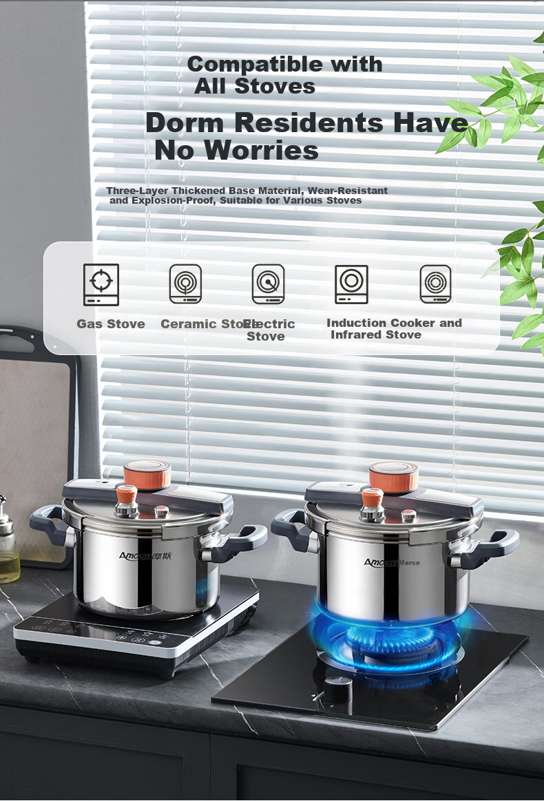 Amos Pure Titanium Pressure Cooker 4.5L Multi-Functional Single-Handed Lid Gas Stove Compatible DS20 15