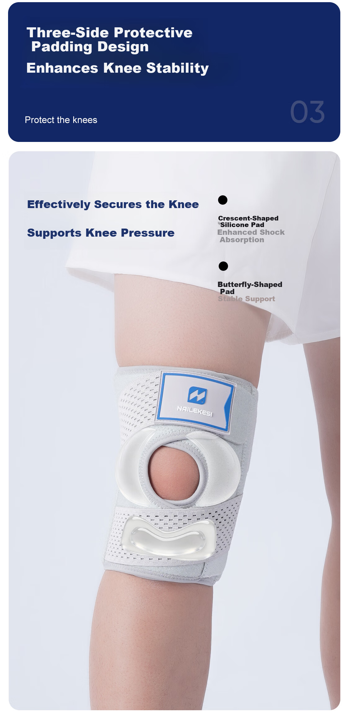 NAILEKESI N Professional Protective Knee Brace Medical Meniscus Ligament Injury Knee Support for Men and Women Joint Stabilizer 6