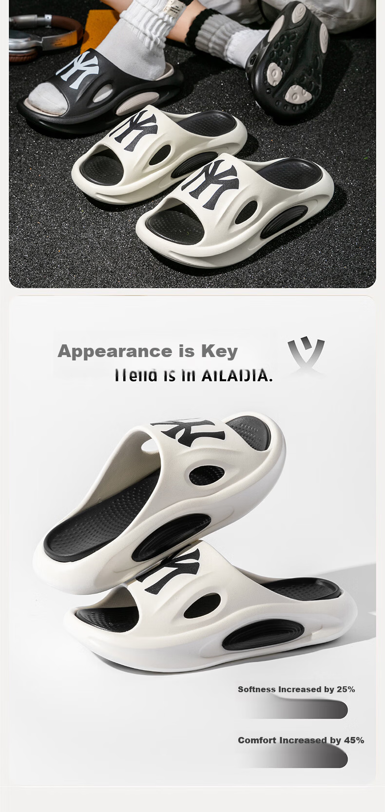 AILAIJIA Men's Sports Outdoor Slippers with Detachable Midsole Beach Sandals Size 42-43 White 4