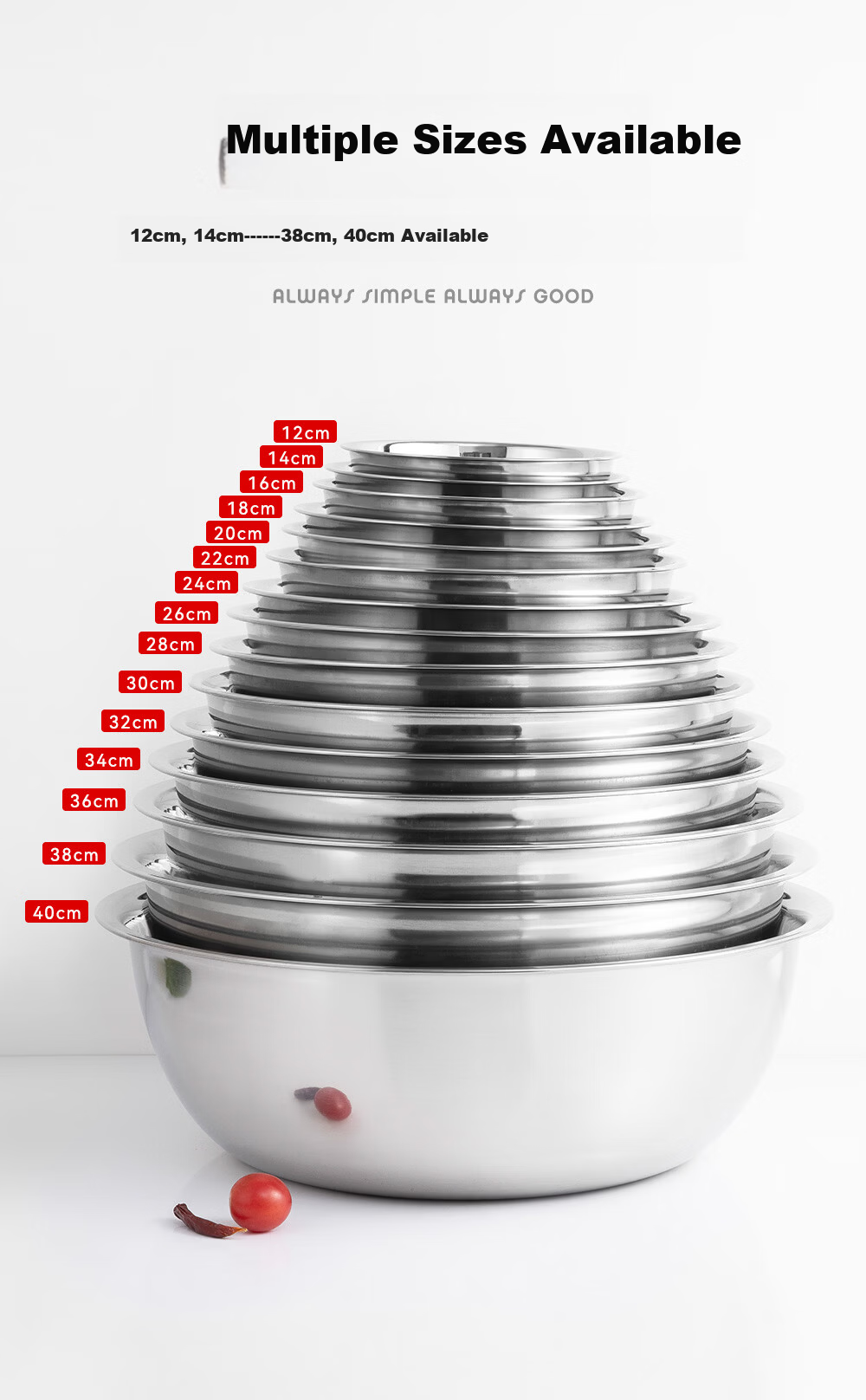 Golden Key Thickened Deepened Commercial Stainless Steel Dough Mixing Egg Beating Kitchen Seasoning Bowl GK-WD12 12cm 3