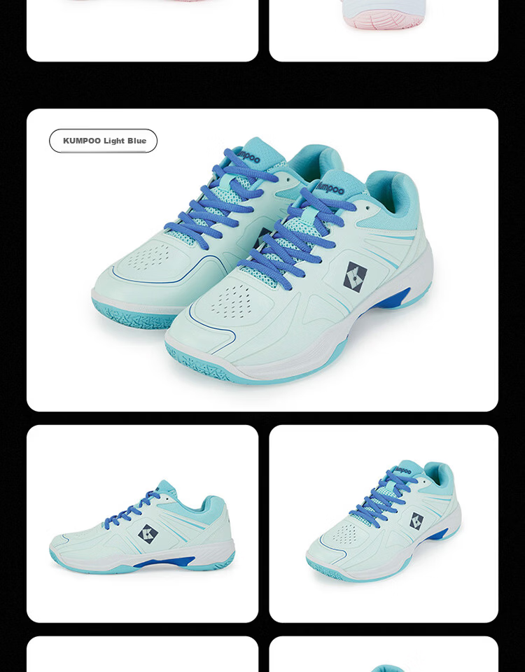 KUMPOO 26th Anniversary New Model G805 Unisex Lightweight Anti-Twist Non-Slip Shock Absorption Badminton Shoes Light Blue Size 39 10