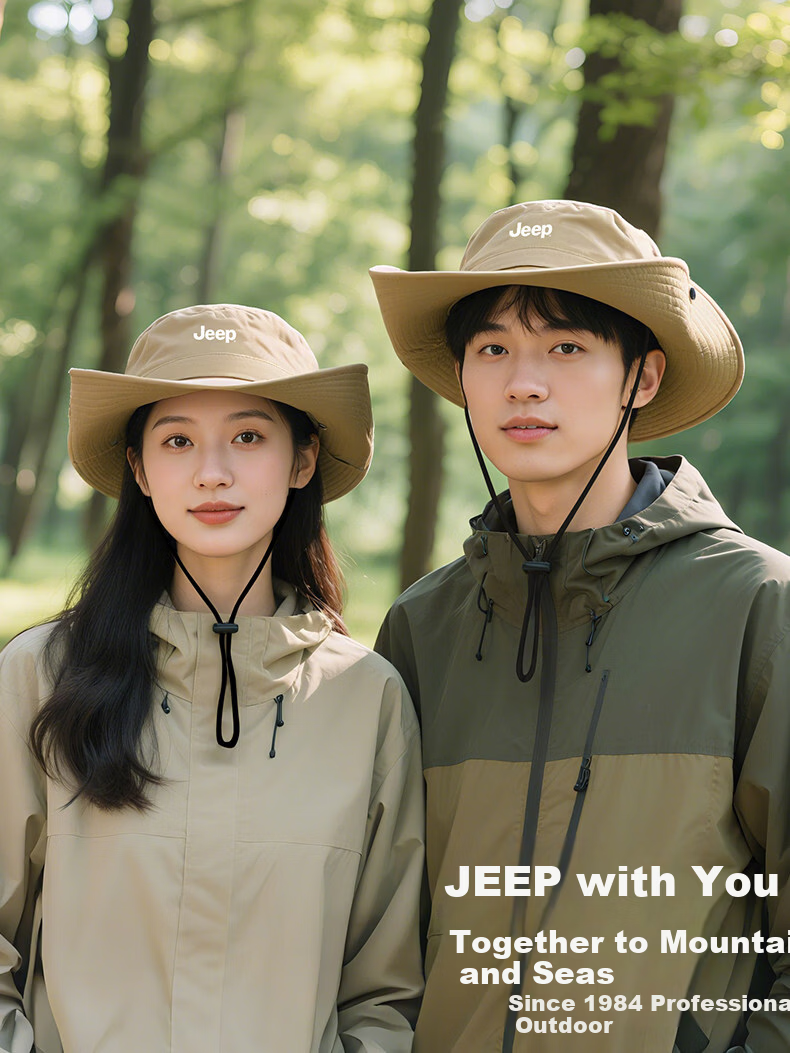 JEEP Men's Summer Fisherman Hat Large Brim UV Protection Mountaineering Sunshade Fishing Sun Hat for Women 3