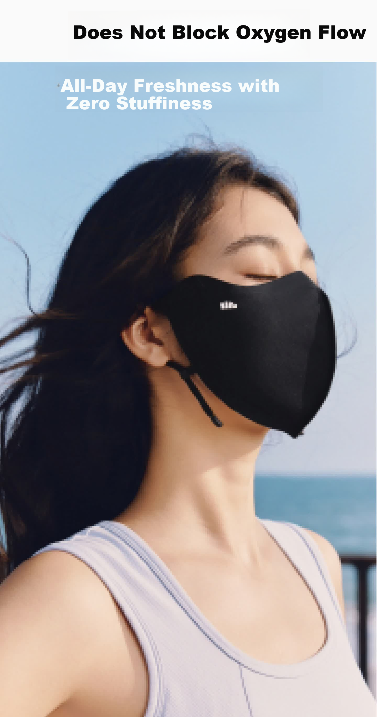 Beneunder Sunscreen Face Mask Full-Day Fresh Anti-Stuffy Eye Protection UV Protection Deodorizing Odor Neutralizing Black 19