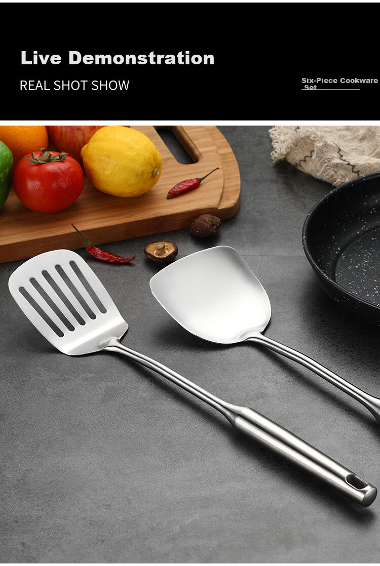 Jinwanfu 304 Stainless Steel Cooking Spatula High-Temperature Resistant Non-Stick Frying Pan Turner Kitchen Utensil 11