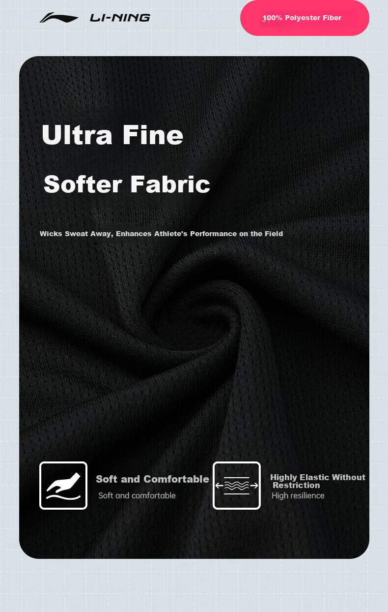 LI-NING Men's Badminton Sweat-Absorbing Quick-Dry Breathable Club Series Comfortable Sports Two-Piece Set 3