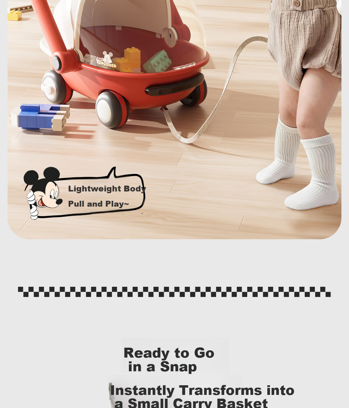 Disney Baby Walker Anti-O-Leg 2026 Model Anti-Tip Balance Walker for Babies 10 Months and Older Baby Push Walker 18