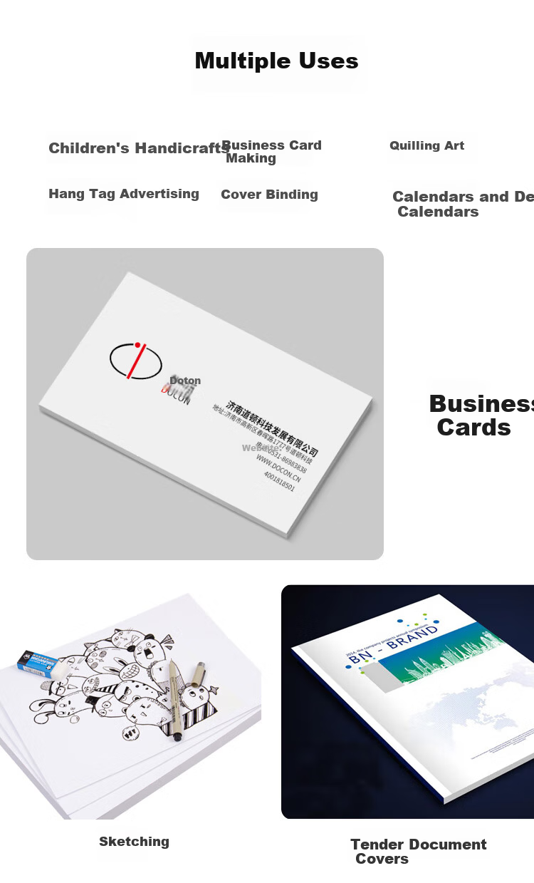 Doton 180g A4 Dutch White Card Paper 100 Sheets Glue Binding Machine Binding Book Cover Document Cover Paper Handmade DIY Drawing Printing 9