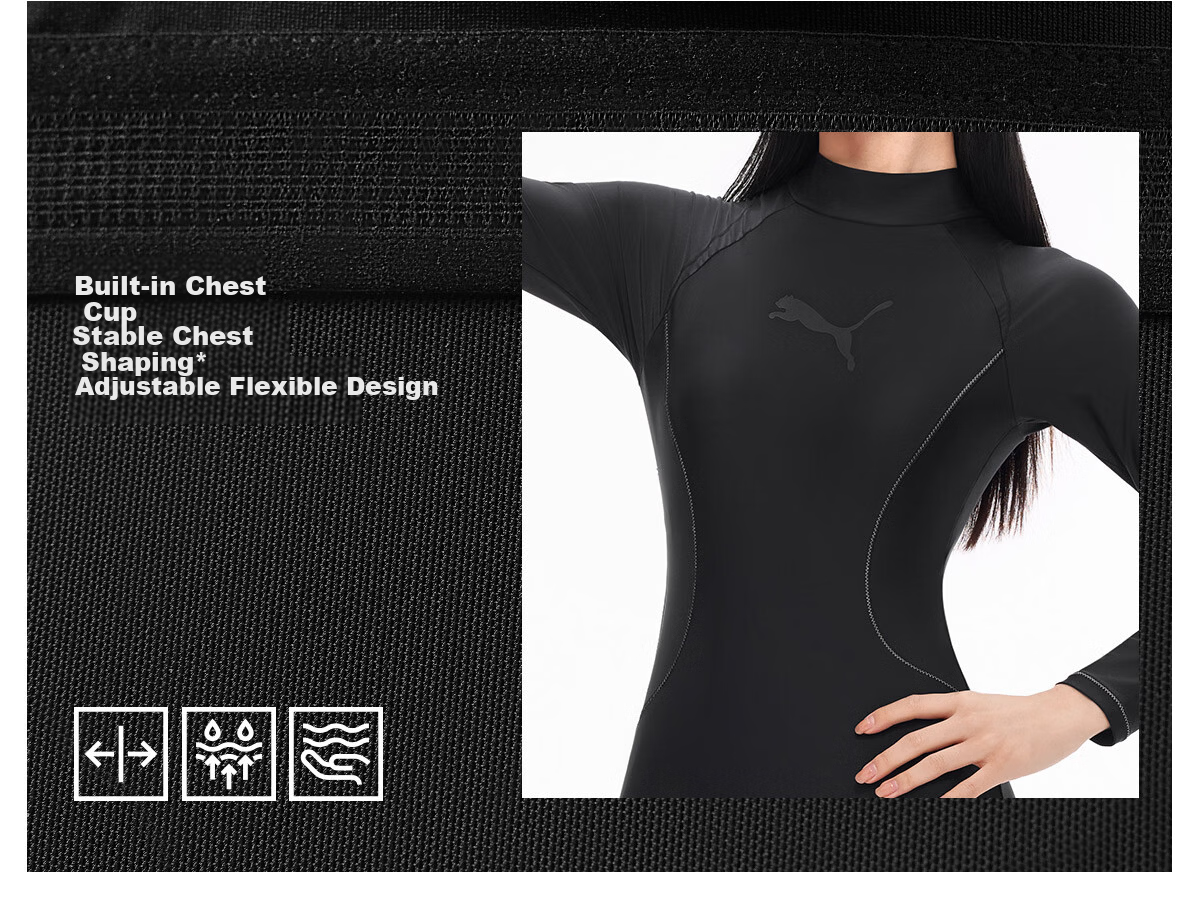 PUMA Women's One-Piece Swimsuit High Neck UV Protection Antibacterial Slim Fit Professional Swimwear for Spa and Swimming Pool 10
