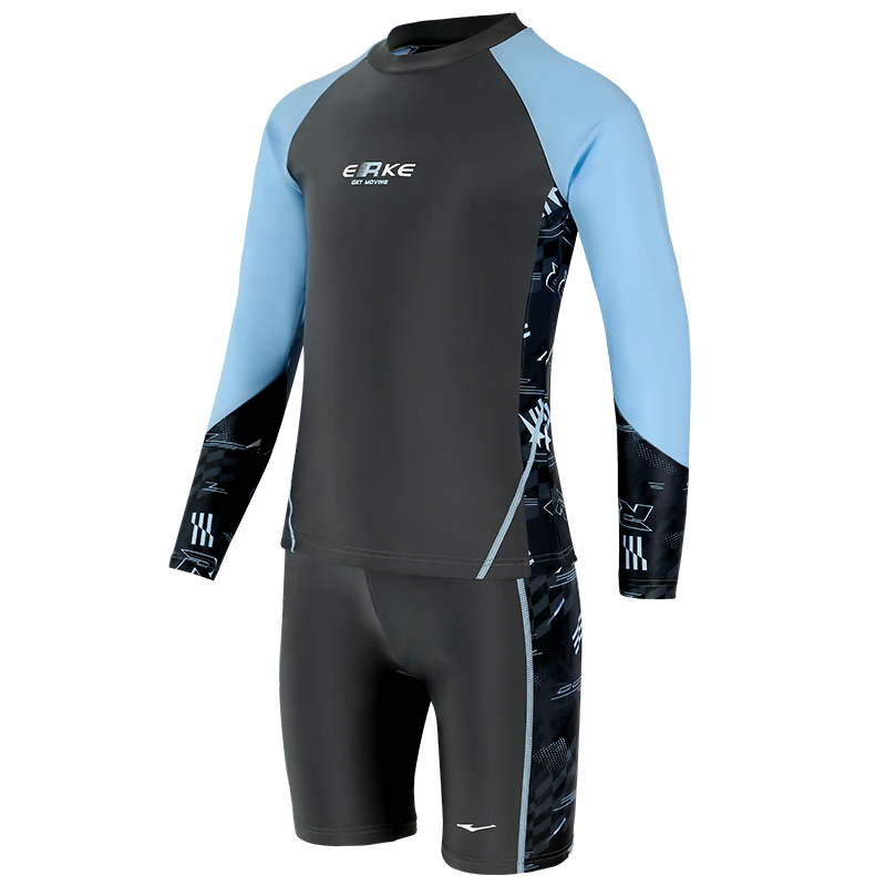 ERKE Kids Long Sleeve Sun Protection Boys Two-Piece Swimsuit Set Diving Suit for Older Children