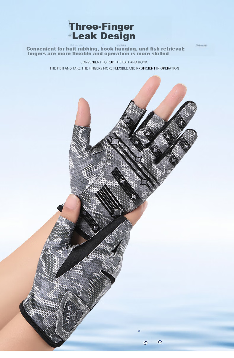 Jian Cai Fishing Gloves Men Outdoor Lure Fishing Cycling Three-Finger Stretchy Sun Protection Non-Slip Wear-Resistant Breathable 7