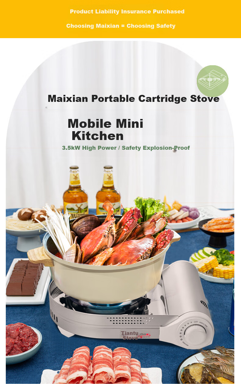 Maixian (MAXSUN) Outdoor Double-Sided Hot Pot Portable Stove, Non-Slip Integrated Design, Large Capacity Cookware for Hot Pot Use 1