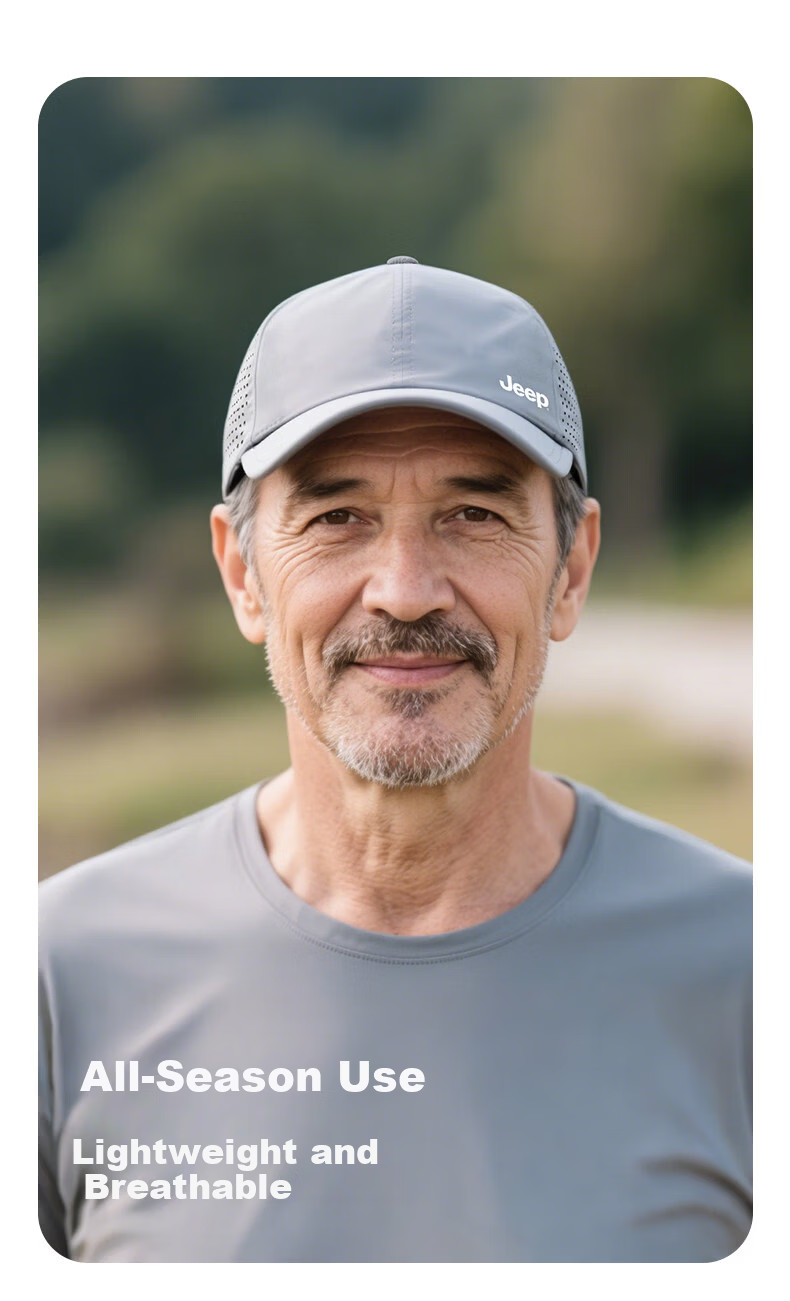 JEEP Men's Dad Hat, Summer Breathable Sun Protection, Elderly Baseball Cap, Quick-Drying Sunshade for Middle-Aged 10