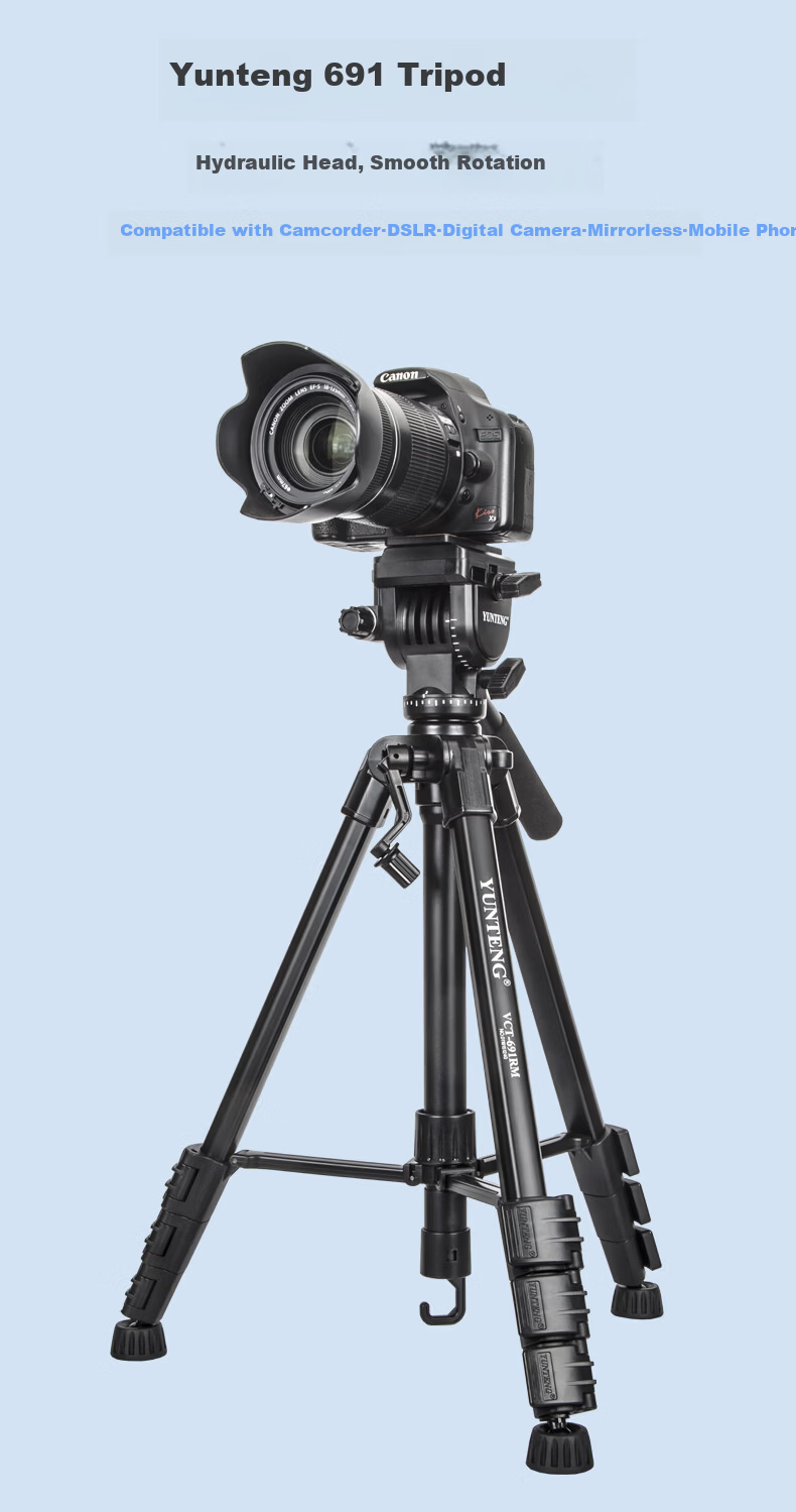 YUNTENG 691 Camera Tripod Hydraulic Damping Head DSLR Mirrorless Camera Phone Photography Professional Photography Video Vlog Live Outdoor Travel Stand 1