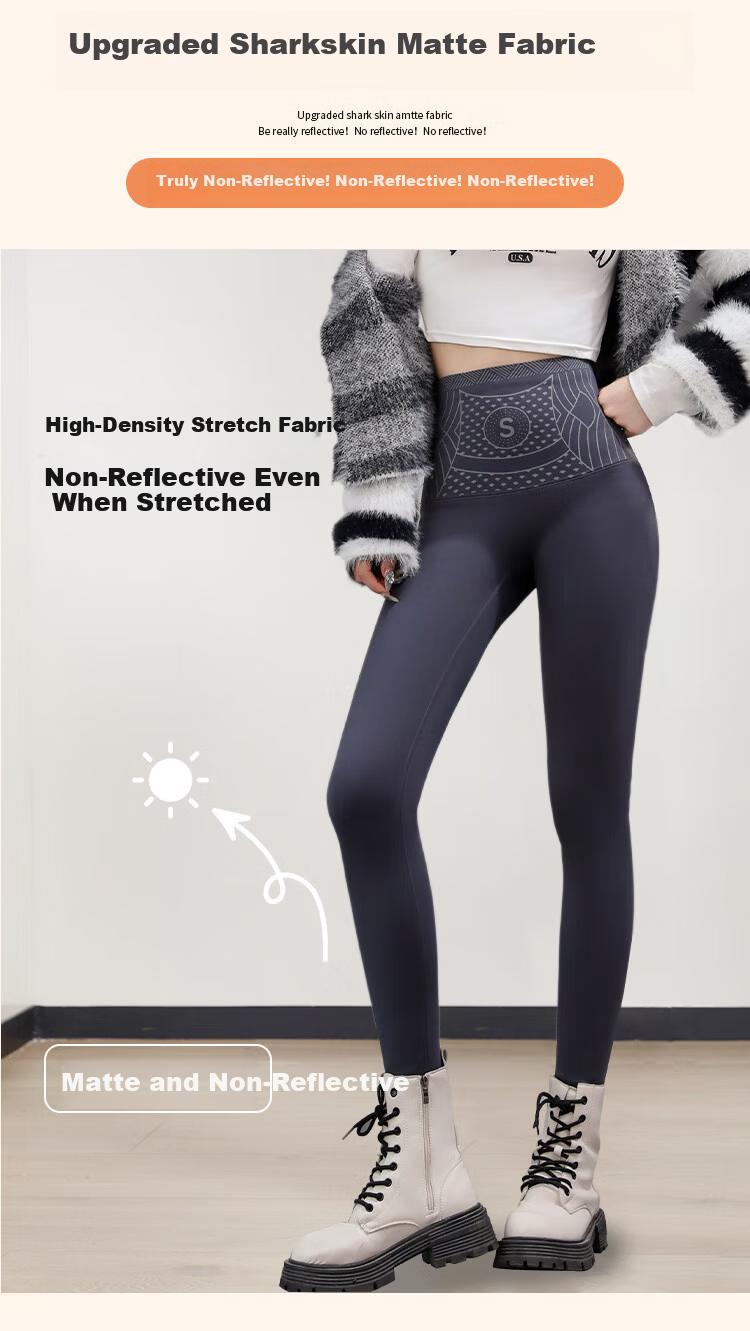 MiiOW Women's Cashmere Shark Pants 2025 Autumn Winter New Thickened Fleece Shark Leggings Petite Warm Yoga Pants 4