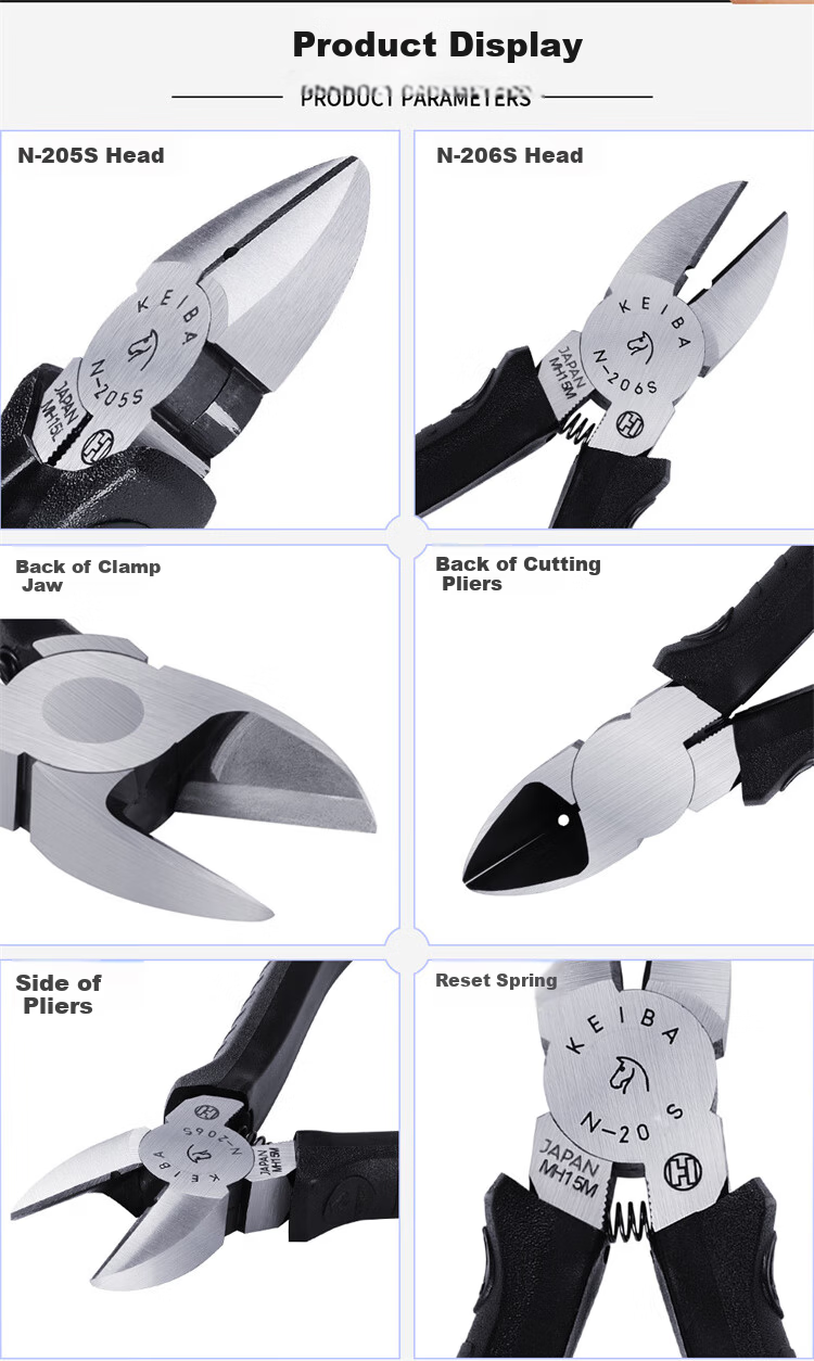 KEIBA Japan Imported Diagonal Cutting Pliers Electrician Wire Cutter 6 Inch N-206S 6