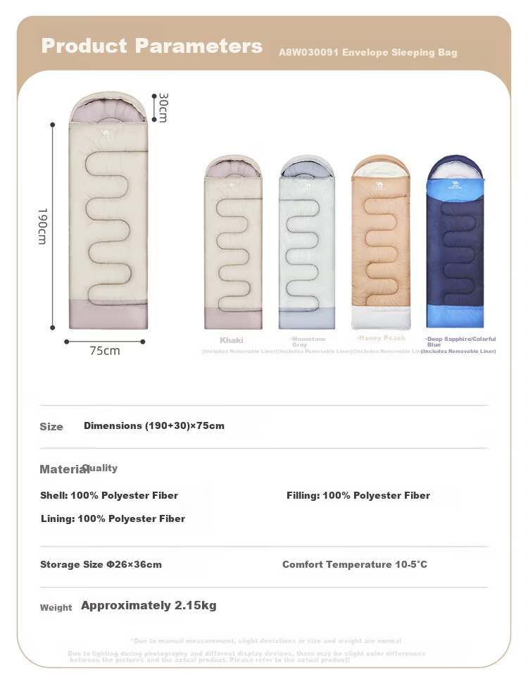 CAMEL Outdoor Sleeping Bag Camping Adult Thickened Warm Cold-Resistant Four-Season Universal Men's Winter Honey Peach Color 3009 12