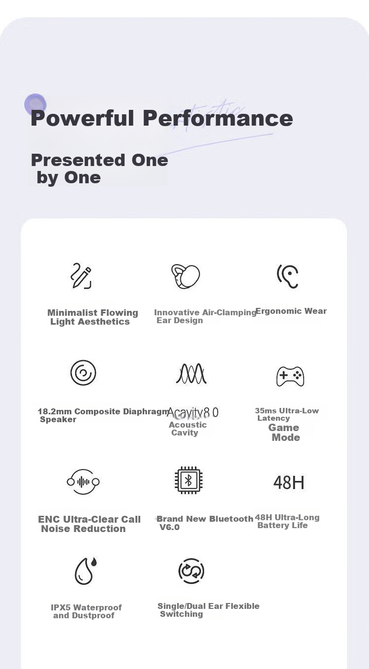 Haiyinlv Q30 [4 Earphones + Exquisite Earrings] 2026 New Clip-On Sleep Wireless Bluetooth Earphones Long Battery Life High-Quality Sound Sports Running Low Latency Universal Skin Color 20
