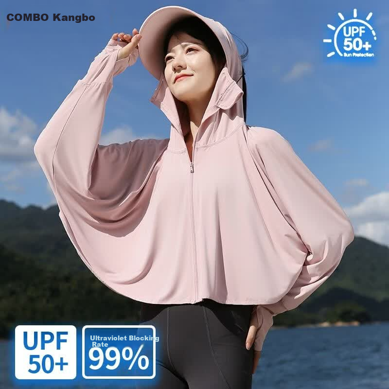 Combo Women's Summer Thin UV Protection Sun Shirt Mesh Loose Shawl Ice Silk European Style Sun Protection Skin Jacket