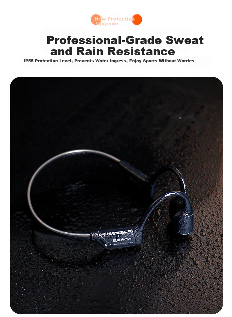 Fanmu Bone Conduction Bluetooth Sports Gaming Earphones IP55 Dustproof Waterproof 32GB Storage MP3 Open Wireless Non-In-Ear Running Cycling Marathon M5 Black 26