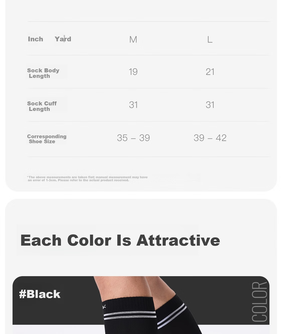 Keep Men's Long Compression Sports Socks Professional Marathon Football Running Calf Socks 2 Pairs Black Size M 13