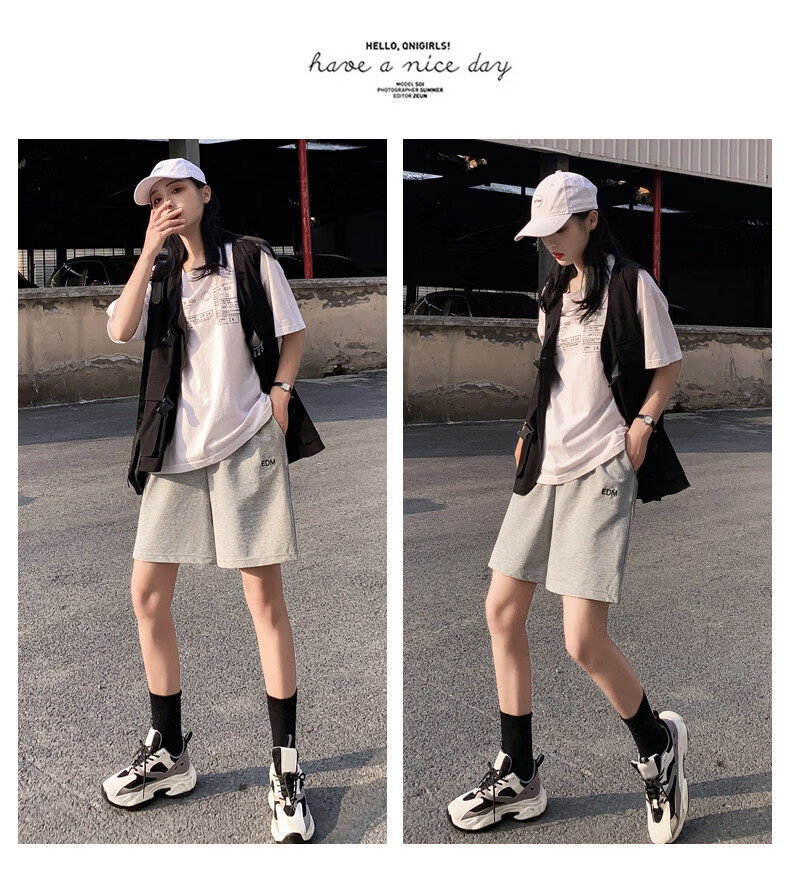 Langsha Women's Sports Shorts Pure Cotton Summer Thin Loose 2026 New Casual Five-Point Pants Trendy Ins Hong Kong Style Retro Mid-Length Shorts 16