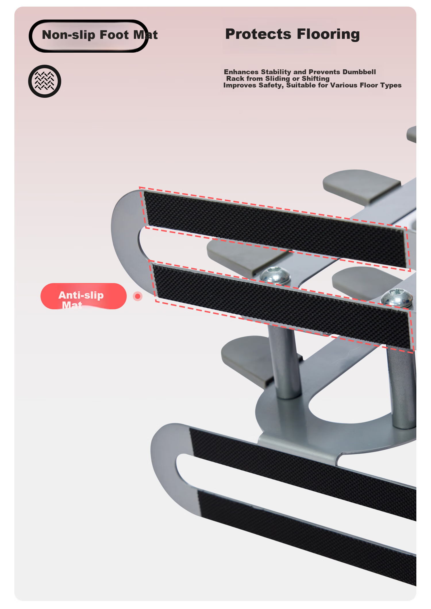 Yottoy Dumbbell Rack Small Stand Home Dumbbell Gym Rubber-Coated Steel Universal Multifunctional Storage Rack White 5-Tier 4