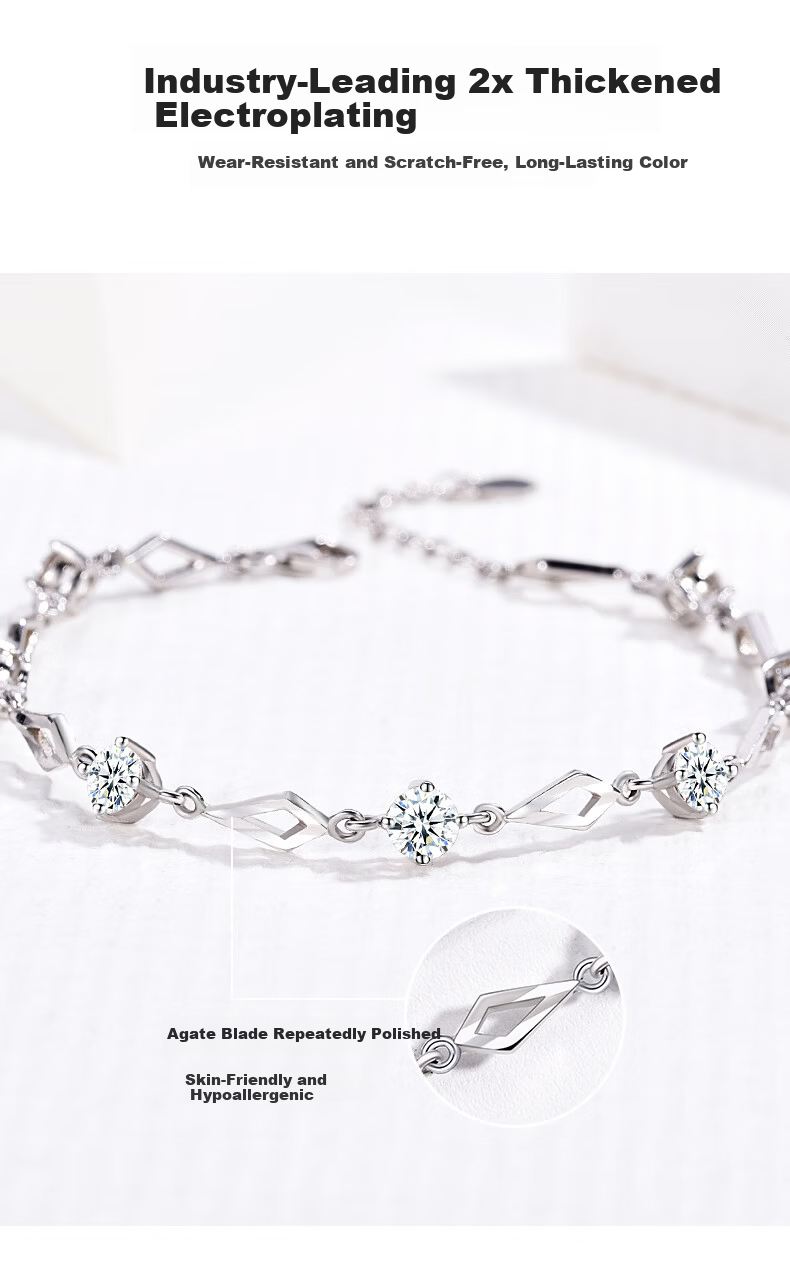 DiJing 999 Pure Silver Women's Faceted Love Bracelet High-End Bangle Jewelry Valentine's Day 520 Gift for Girlfriend 3