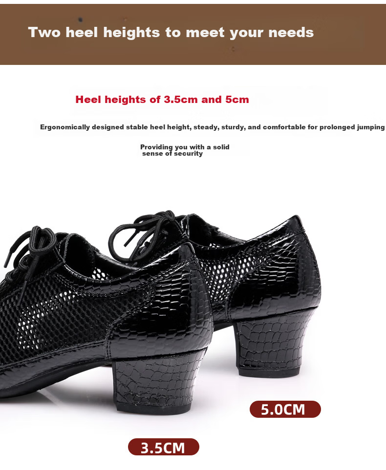 Teslita Mesh Breathable Summer Women's Genuine Leather Latin Dance Square Dance Mid Heel Versatile Casual Outdoor Non-Slip Dance Shoes 7