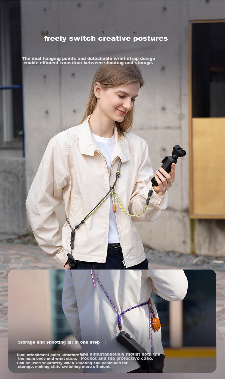 PGYTECH Camera Strap for DJI Osmo Pocket 4/3, Dandelion Shoulder Strap, Crossbody Strap, Wrist Strap, Portable Casual Style - Lilac Purple 3