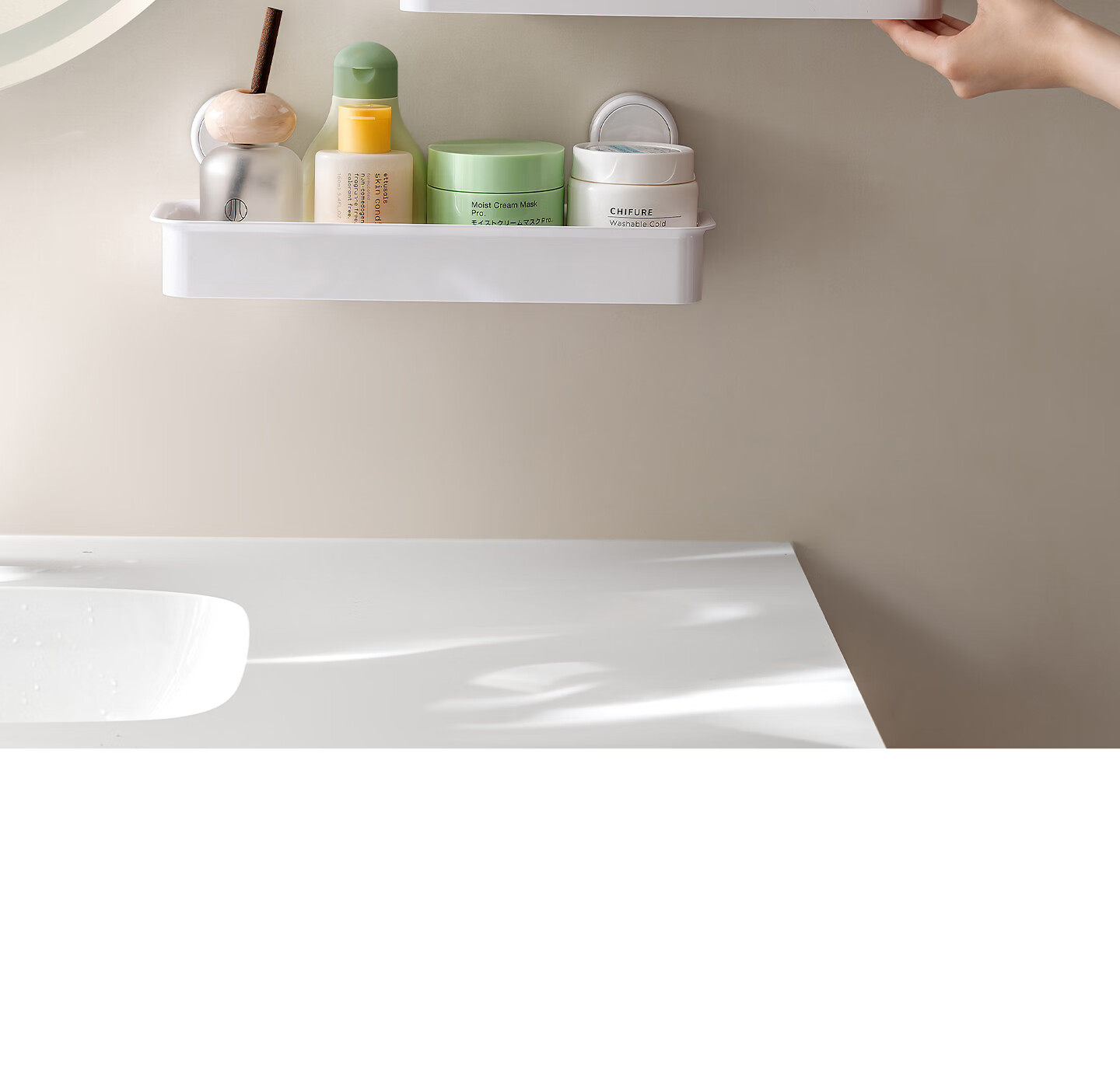Lazy Corner Suction Cup Storage Rack Wall-Mounted Bathroom Sink Square No-Drill Shower Organizer 17