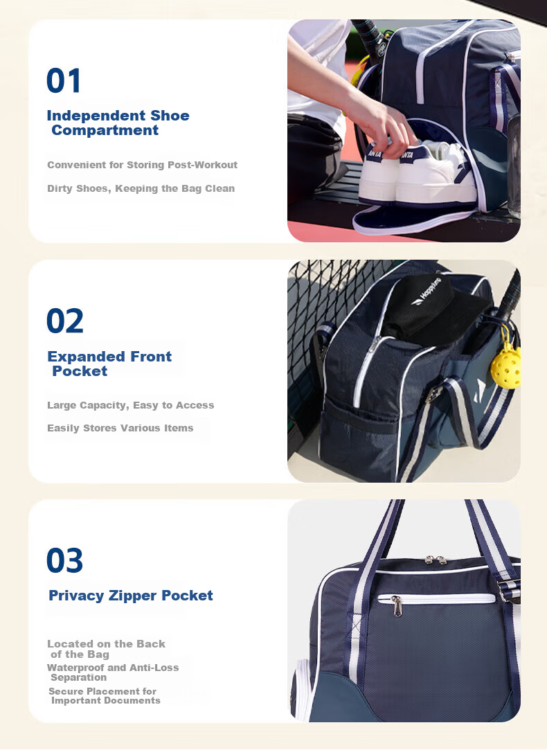 HiJump (Germany) Pickleball Dedicated Bag Unisex Handheld Shoulder Large Capacity Independent Shoe Compartment Portable Sports Storage Bag 8