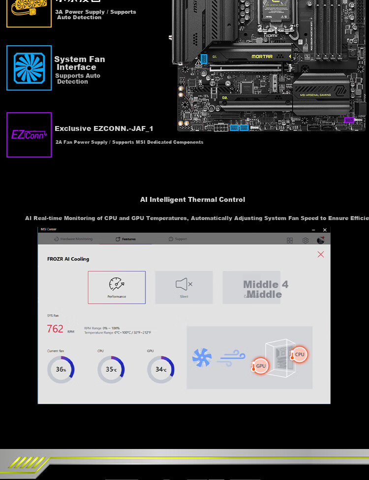 MSI MAG B860M MORTAR WIFI7 Motherboard for Intel B860 LGA 1851 CPUs 265K/245K/270K/250K 12