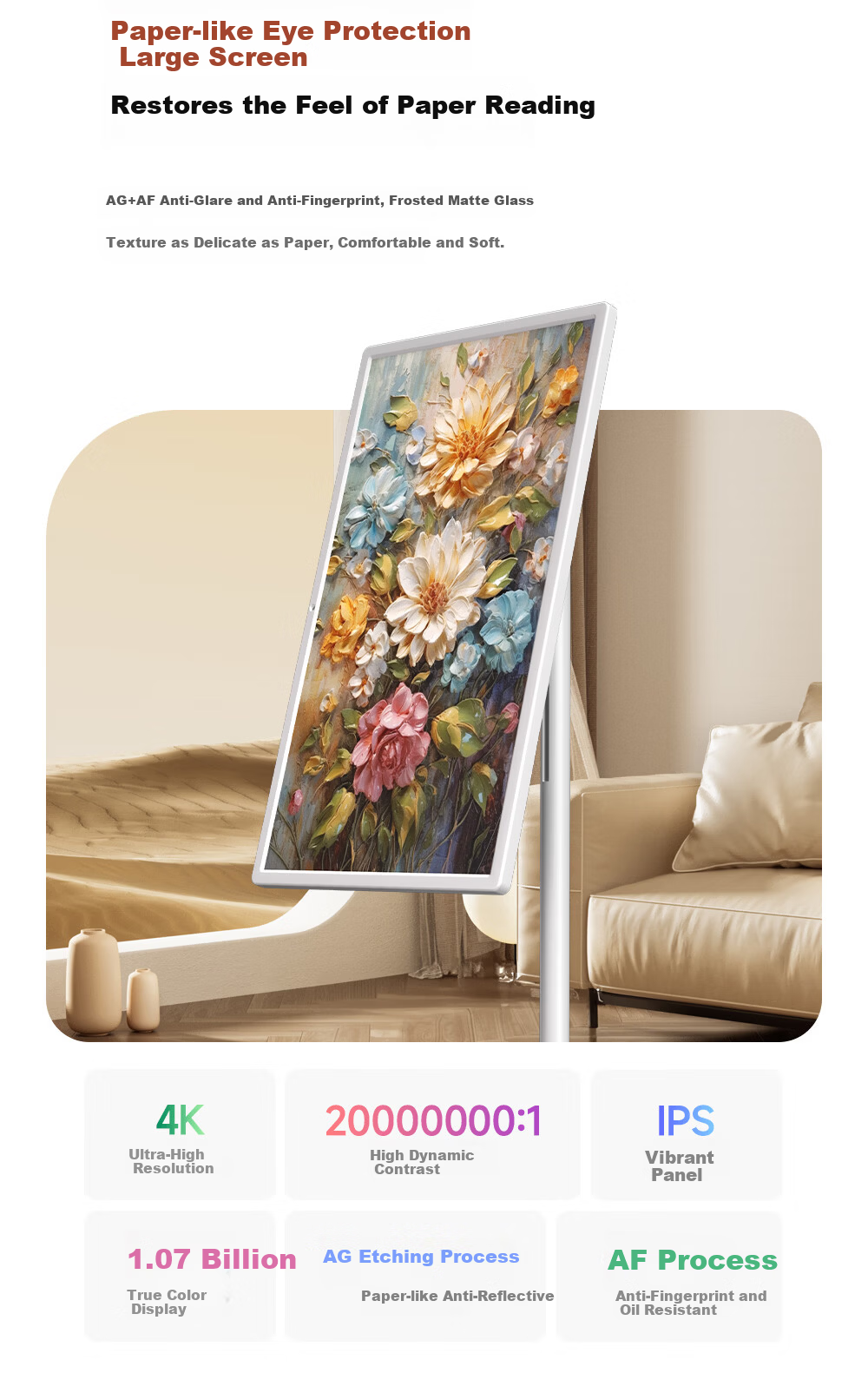 AOC Bestie Touchscreen 4K HD Eye Protection 32-inch Large AI Smart Screen 128GB Portable TV Wireless Screen Casting Fitness Touch Tablet 7