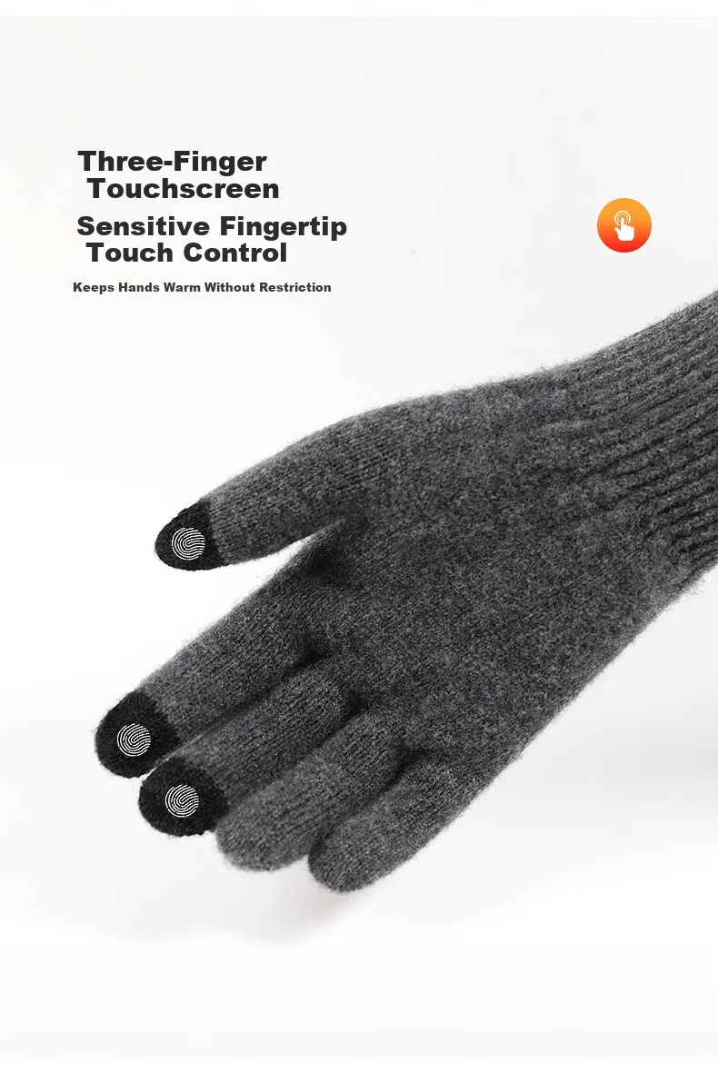 Hengyuanxiang Men's Thermal Cycling Gloves Winter Outdoor Wool Fleece Thickened Anti-Frost Gloves Birthday Gift 16